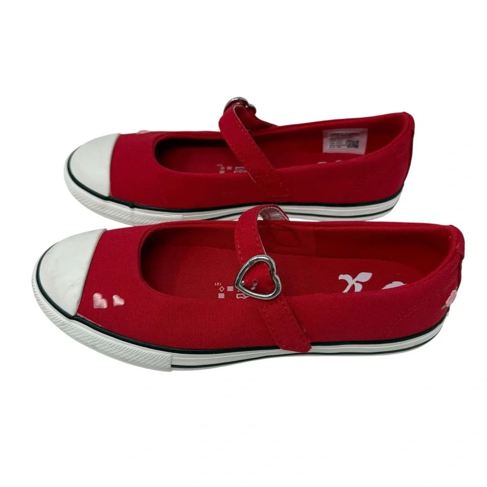 Converse All Dainty Mary Jane shoe Youth Girl Size 3 Red Hearts New